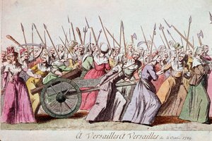 March of the Women on Versailles, Paris, 5 oktober 1789 (gravyr) av French School