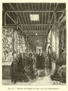 Marche du Temple 1840, torget i Palais-Royal av French School