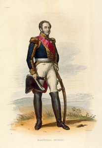 Marechal Suchet (färgad gravyr) av French School
