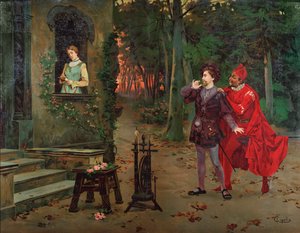 Marguerite, Faust och Mephisto Scen från Faust av Charles Gounod (1818-1893). omkring 1900. av French School