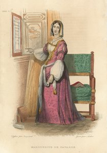 Marguerite de Navarre (färgad gravyr) av French School