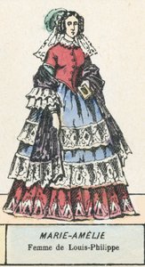 Marie-Amelie, fru till Louis-Philippe (färgad gravyr) av French School