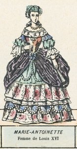 Marie Antoinette, Ludvig XVI:s hustru (färgad gravyr) av French School