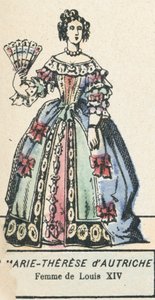 Marie-Therese av Österrike, Ludvig XIV:s hustru (färgad gravyr) av French School
