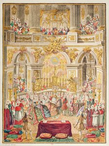 Bröllop av Dauphin av Frankrike (blivande Ludvig XVI) med ärkehertiginnan Marie-Antoinette i kapellet i Versailles den 16 maj 1770 av French School