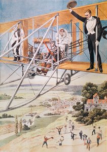 Giftermål på ett flygplan, illustration från Le Petit Journal 1911 av French School
