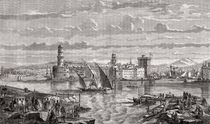 Marseille under 1700-talet, graverad av Pibaraud efter Le Breton, från 
