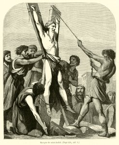 Sankt Andreas martyrskap (gravyr) av French School