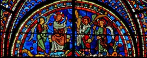 Maria Magdalenas fönster: Kristus välsignar Maria Magdalenas själ (w46) av French School