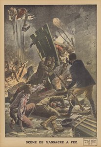 Massaker i Fez, Marocko (färg litho) av French School