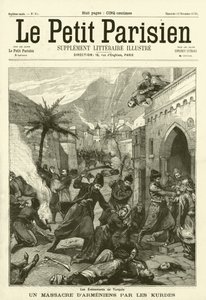 Massaker av armenier av kurder i Turkiet (gravyr) av French School