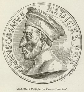 Medalj med bilden av Cosmo den äldre (gravyr) av French School
