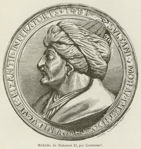 Medalj av Mahomet II, av Constanzo (gravyr) av French School