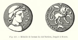 Bronsmedalj av Chief Suticos, präglad i Rouen (gravyr) av French School