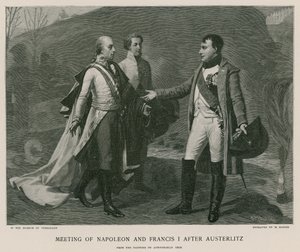Möte av Napoleon och Francis I efter Austerlitz av French School