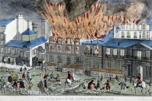 Män som försöker släcka elden i Parisoperan 1763. av French School
