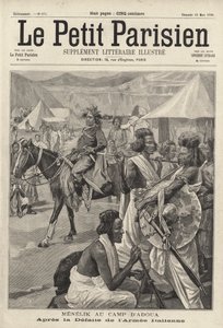 Menelik II, kejsare av Etiopien, i lägret Adwa efter den italienska arméns nederlag i det första italiensk-etiopiska kriget av French School