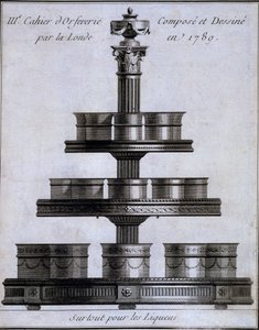 Metallarbete: en uppsättning likörbägare på stativ, 1780-96 av French School
