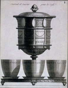 Metallarbete: kaffeservis med skedar och sockerhållare, 1780-96 av French School