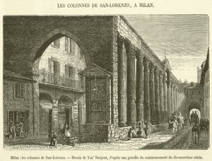 Milano, San-Lorenzos kolumner (gravyr) av French School