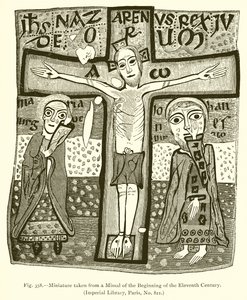 Miniatyr tagen från ett missal från början av det elfte århundradet av French School
