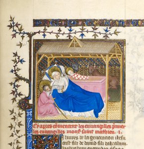 Miniatyr med Kristi födelse, ca 1403-1404 (detalj av BL6425489) av French School
