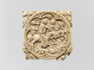 Spegelfodral med falkoneringsfest, 1330–60 av French School