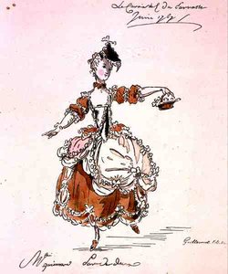 Miss Guimard som Terpsichore, i ett libretto av Louis Fuzelier (1677-1752) komponerat av Mondonville, faksimil av A. Guillaumot Fils av French School