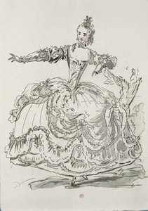 Miss Puvigne som den levande statyn, i Pigmalion, ett libretto av Lamotte, komponerat av Jean-Philippe Rameau (1683-1764) 1748 (färgstick) av French School