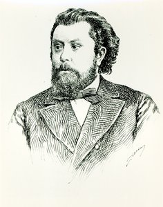 Modest Petrovich Mussorgsky (1835-81), illustration från The History of Music in Russia av Albert Soubies, publicerad i Paris, 1898 av French School