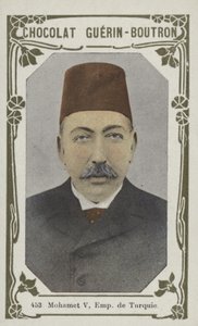 Mohammed V, kejsare av Turkiet (färgat foto) av French School