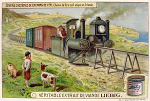 Monorail-tåg i Eire, reklamkort för Veritable Extrait de Viande Liebig av French School