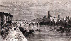 Montauban - Languedoc-Roussillon-Midi-Pyrénées - gravyr i "La France illustree: geografi, historia, statistisk administration" av V.-A. Malt-brunt. 1884 av French School