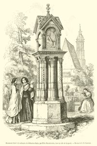 Monument uppfört till minne av Sebastian Bach (gravyr) av French School