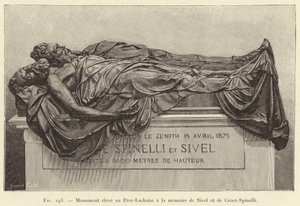 Monument uppfört i Pere-Lachaise till minne av Sivel och Croce-Spinelli (gravyr) av French School