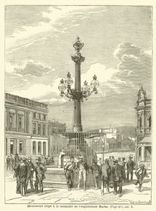 Monument uppfört till minne av upptäcktsresanden Burke (gravyr) av French School