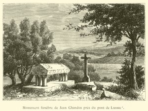 Jean Chandos begravningsmonument nära Lussac-bron (gravyr) av French School