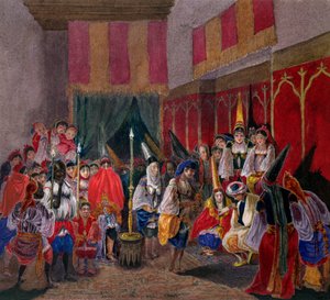 Moriskt bröllop i Algeriet, ca 1840-45 (wc på papper) av French School