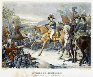 Moreaus seger över österrikarna under befälet av ärkehertig Jean den 3 december 1800 i slaget vid Hohenlinden (Baviere - Tyskland). av French School