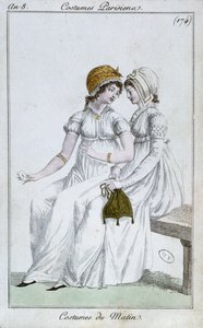 Morgonklänning, modetallrik från Costumes Parisiens, 1800 av French School
