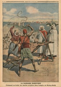 Marockanskt barbari, hur de strejkade sjömännen behandlas, illustration från 
