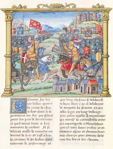 Ms.18 f.7v Slaget vid Montlhery under kriget i League of the Good Public, 14 juli 1465, från Philippe of Commines