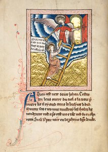 Ms65 f12v, Commentary on the Apocalypse of St John, sent 1200-tal (penna & bläck och tempera på veläng) av French School