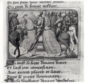 Ms.Fr.5054 fol.26 r Charles VII (1403-61) och Jeanne d