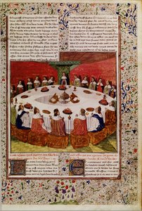 Fröken Fr. 112 f.5 Uppenbarelse av den heliga graal, från Queste del Saint Graal, c.1470 av French School