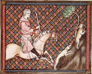 Ms 1044 fol.76 Hunting Hares, från Ovide Moralise skriven av Chretien Legouais av French School