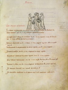 Ms 1175 f.59r kvinnor köper ägg, från Vieil Rentier dAudenarde, 1291-1302 av French School