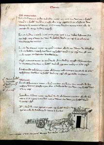 Ms 1175 f.8v Bonde med sin häst och vagn, från Vieil Rentier dAudenarde, 1291-1302 av French School