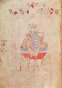 Ms. 1215 t.3 fol.13v Kung David i majestät i centrala Jerusalem, 1109 av French School
