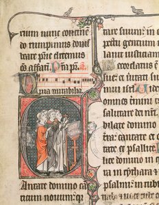 Ms 124 fol.98 Munkar som sjunger, från en Psalter av French School